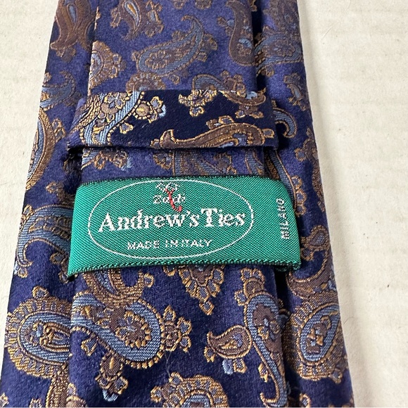 Silk Tie Italian Made Shimmering Rich Purple Gold Blue Paisley Beautiful¡ - Picture 2 of 10